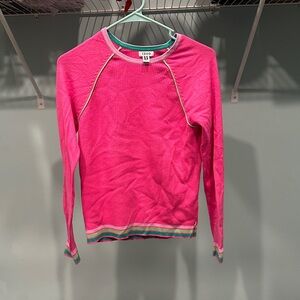 Vintage Izod Pink Long Sleeve Top with Striped Trim